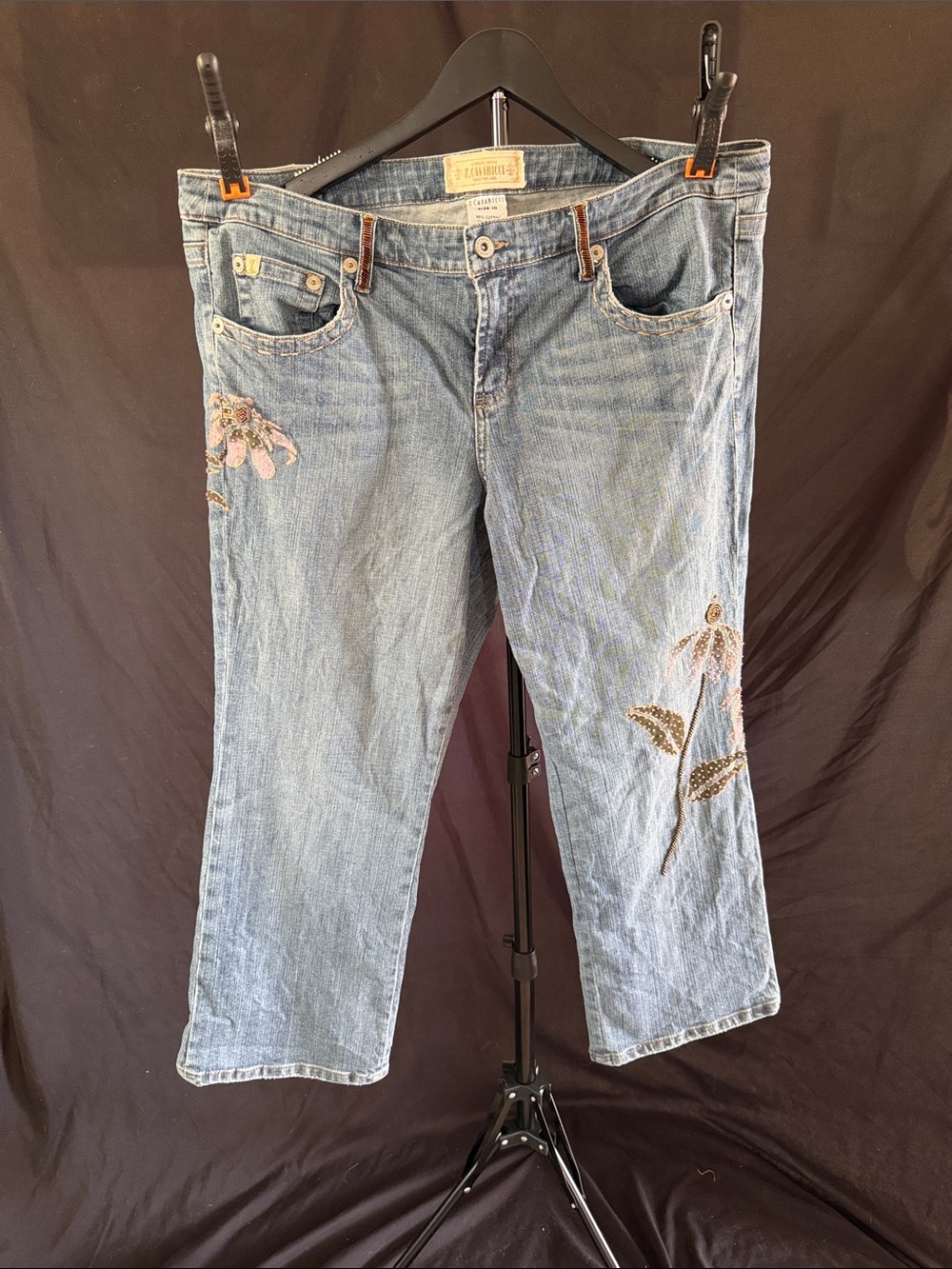 Z. Cavaricci Light Blue Embroidered Floral Jeans